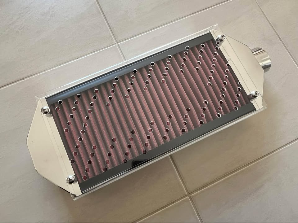 Intercooler style air intake filter