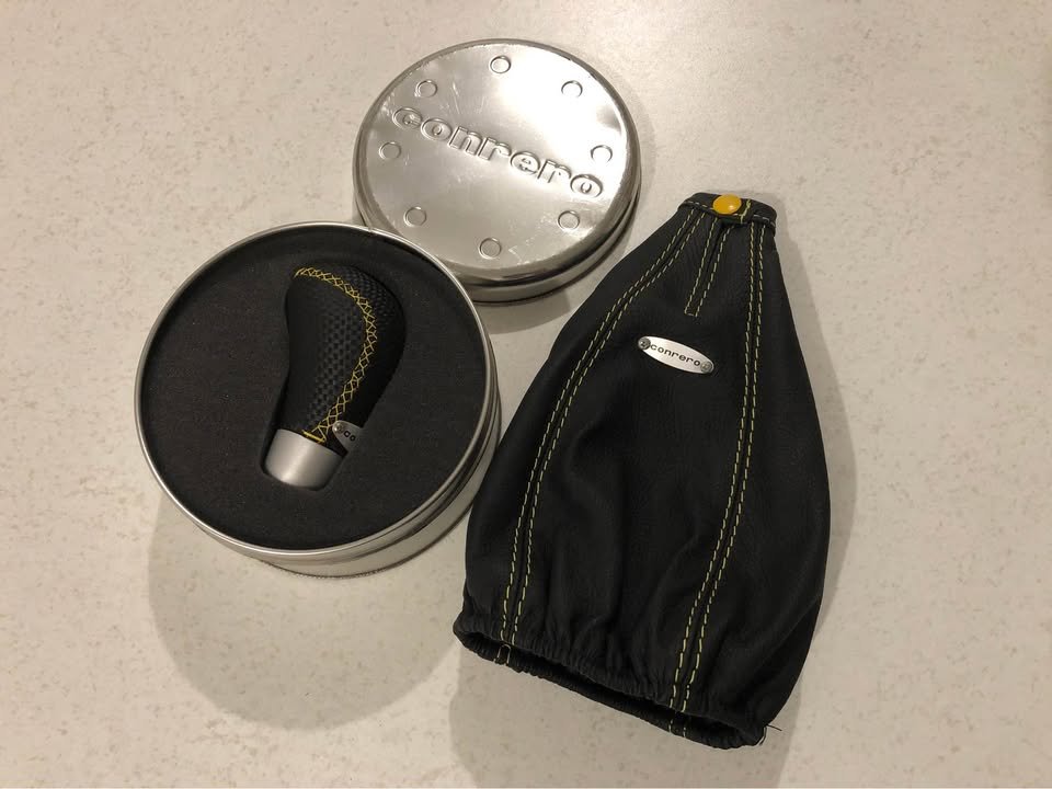 NEW Conrero carbon fibre gear knob boot leather set made in Italy